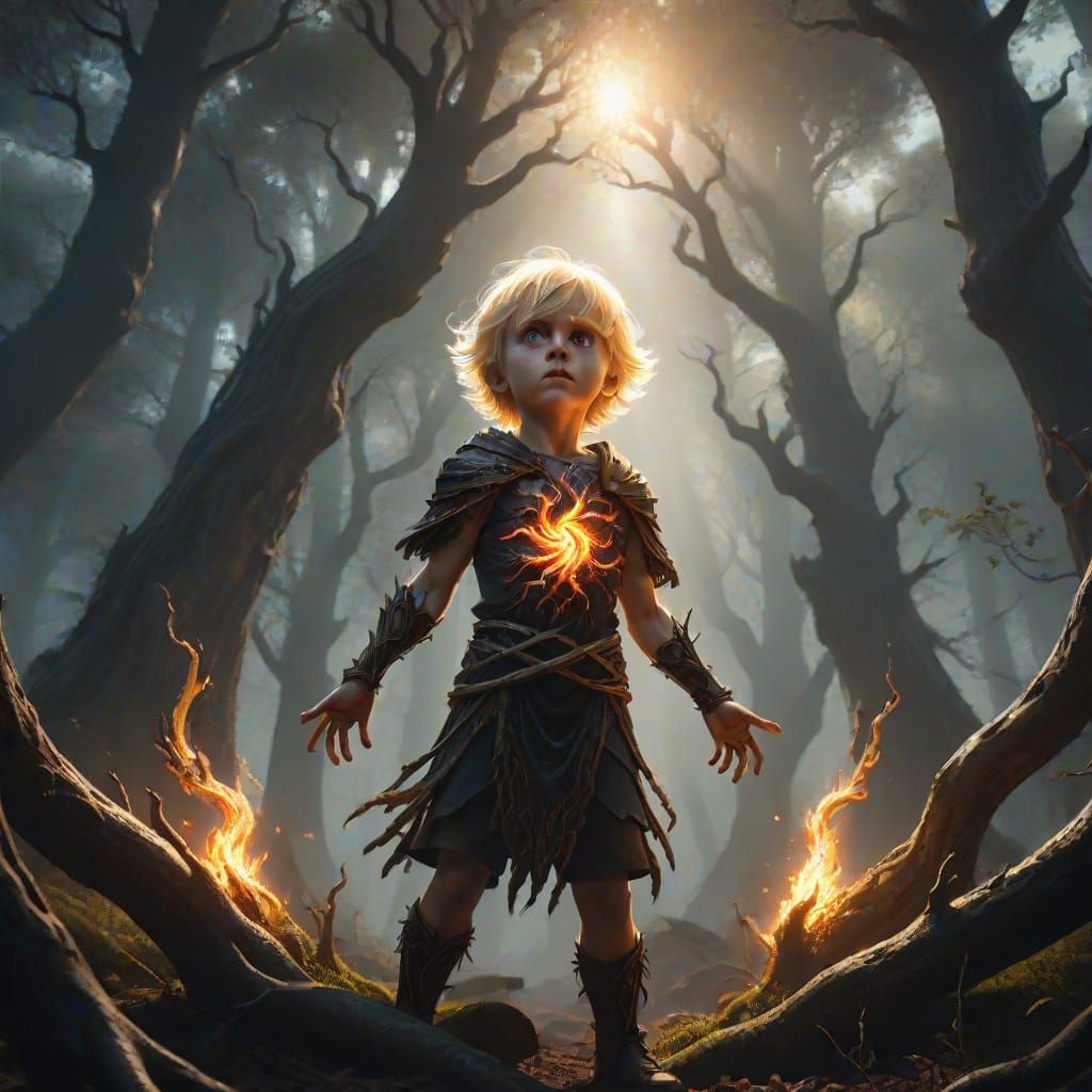 Child Summoner in Dark Fantasy Forest
