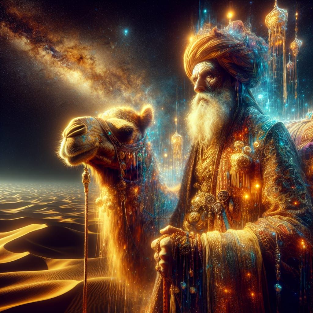 Wise Magi's Desert Journey: Fantasycore Concept Art