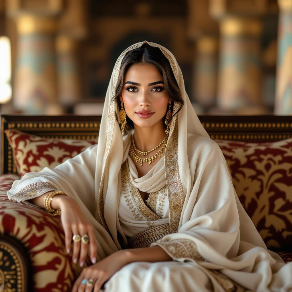 Ancient Assyrian Princess in Palace Chamber