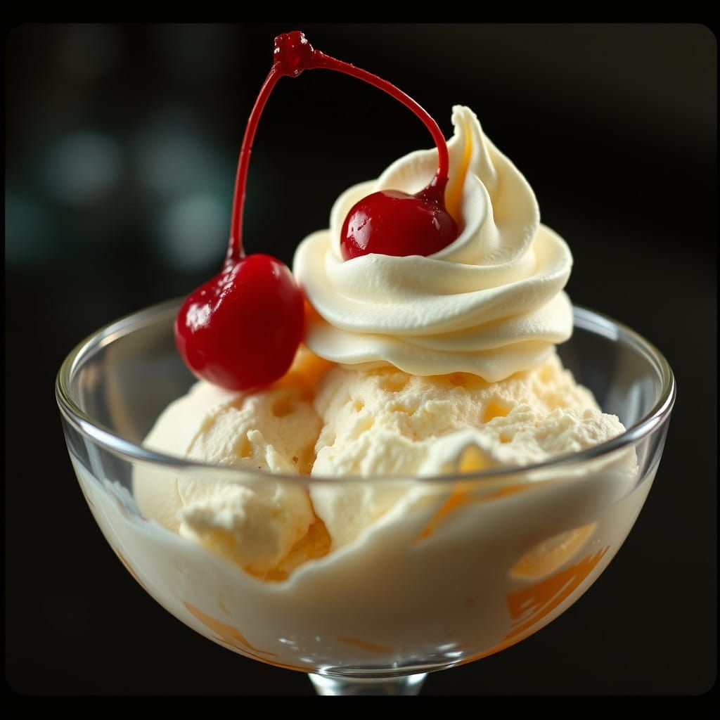 Creamy Ice Cream in Elegant Glass Bowl