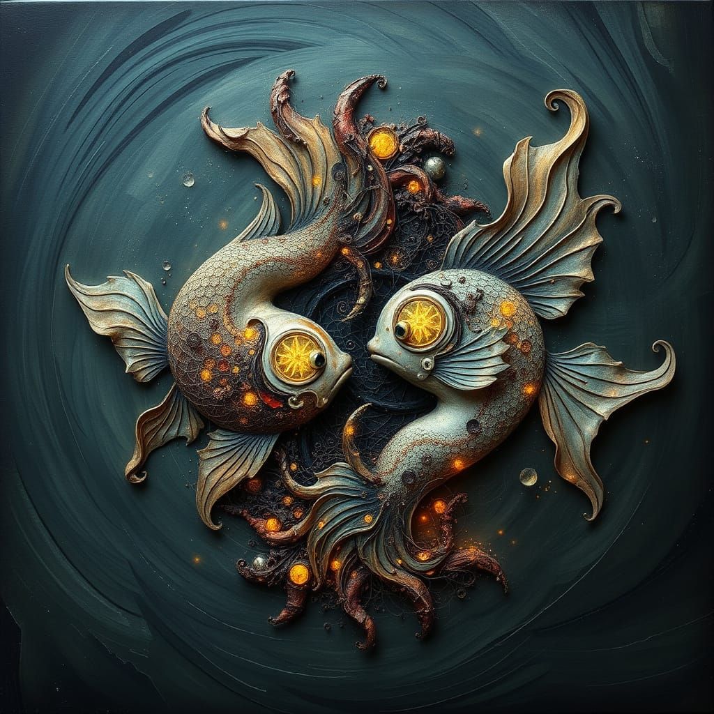 Ethereal Pisces Zodiac Design in Swirling Water