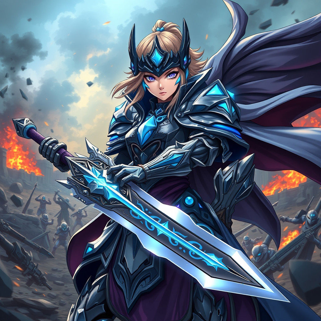 Heroic Female Knight in Hi-Tech Armor