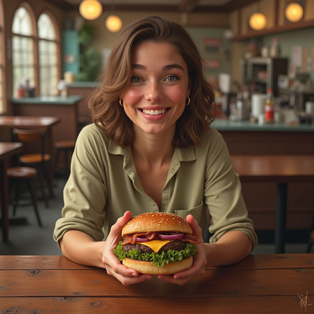 Person About to Eat a Hamburger
