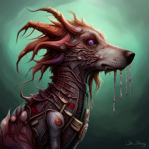 Distressed Dog in Dark Fantasy Concept Art