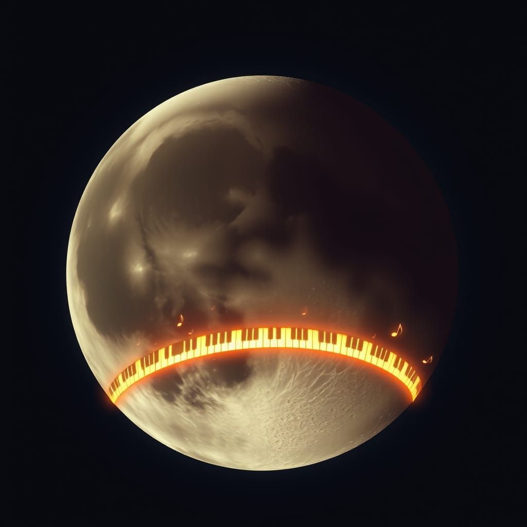 Dreamy Lunar Music Scene in Ethereal Hues