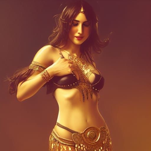 Seductive Belly Dancer Portrait in Hyperdetailed Style
