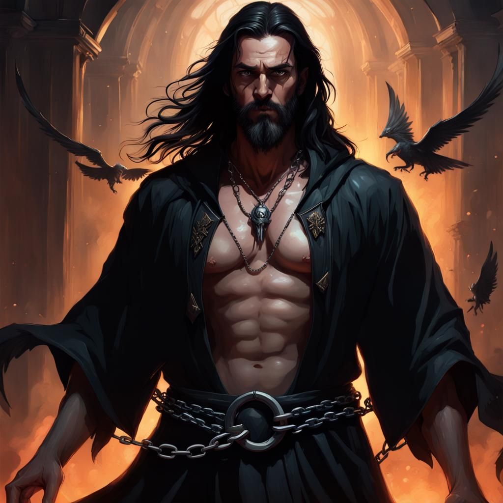 Dark Wizard with Wings: Fantasy Concept Art