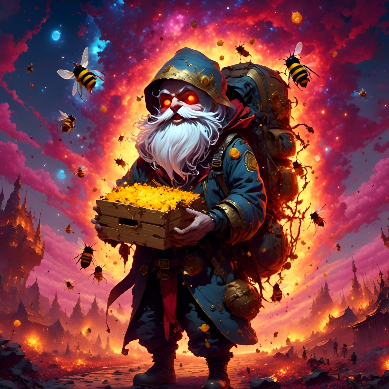 Undead Gnome Wizard Laughing in Space, Anime Art