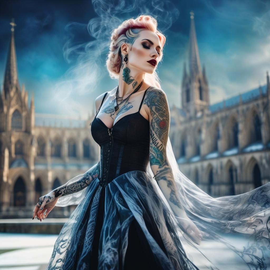 Venus and Sorceress in Gothic Cathedral Photograph