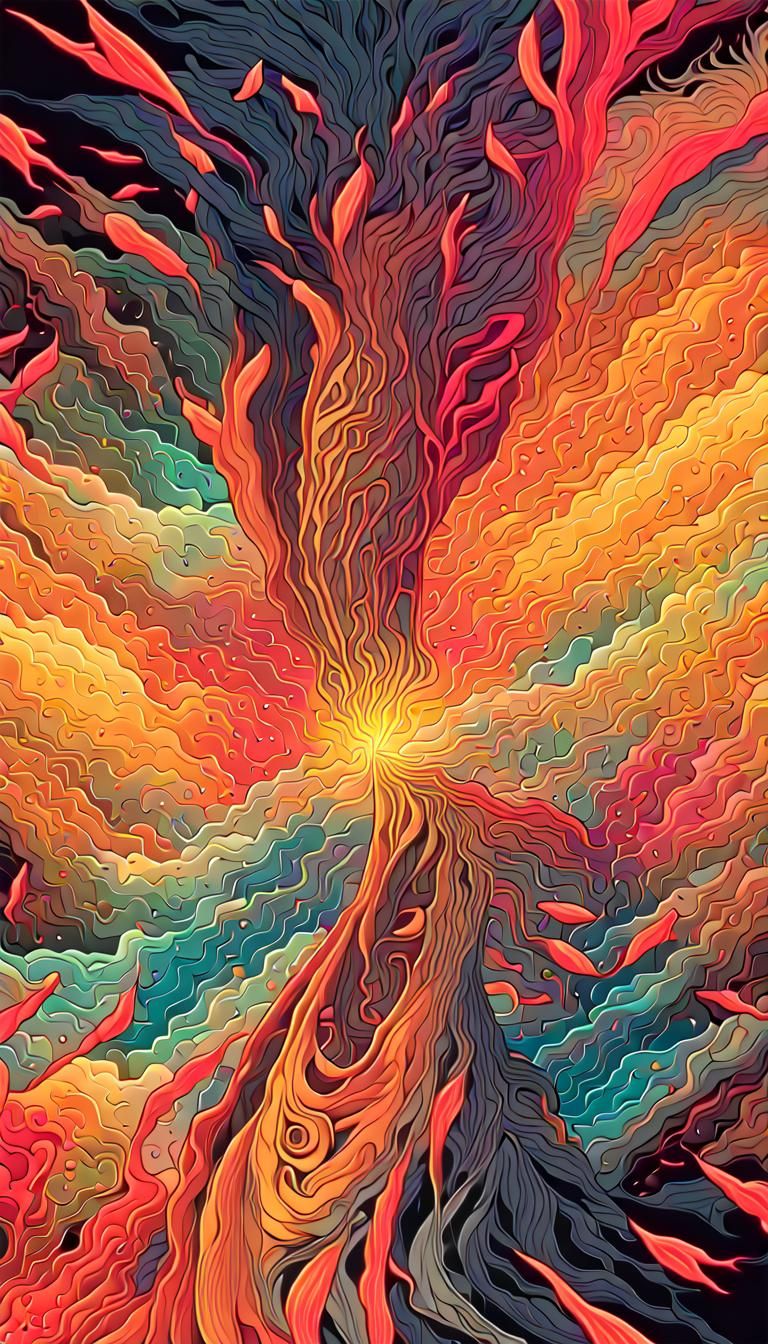 Ethereal Art Deco Cosmic Landscape with Dynamic Lighting