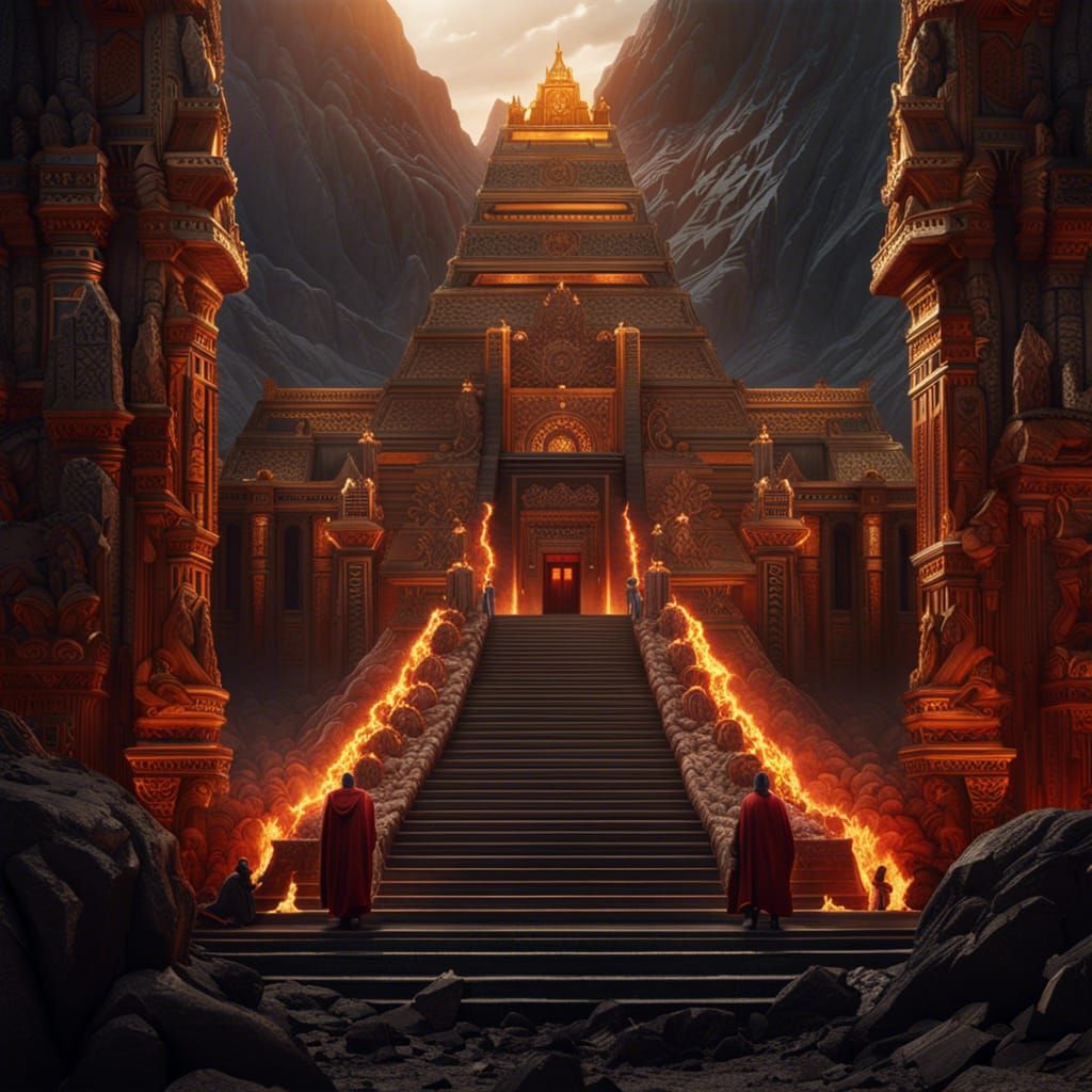 Epic Egyptian Temple on Golden Lava Mountain