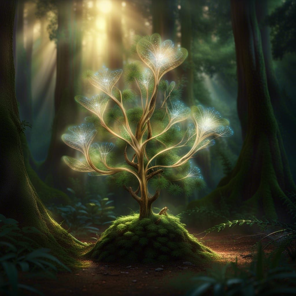 Enigmatic Glowing Plant in Hidden Forest Glade