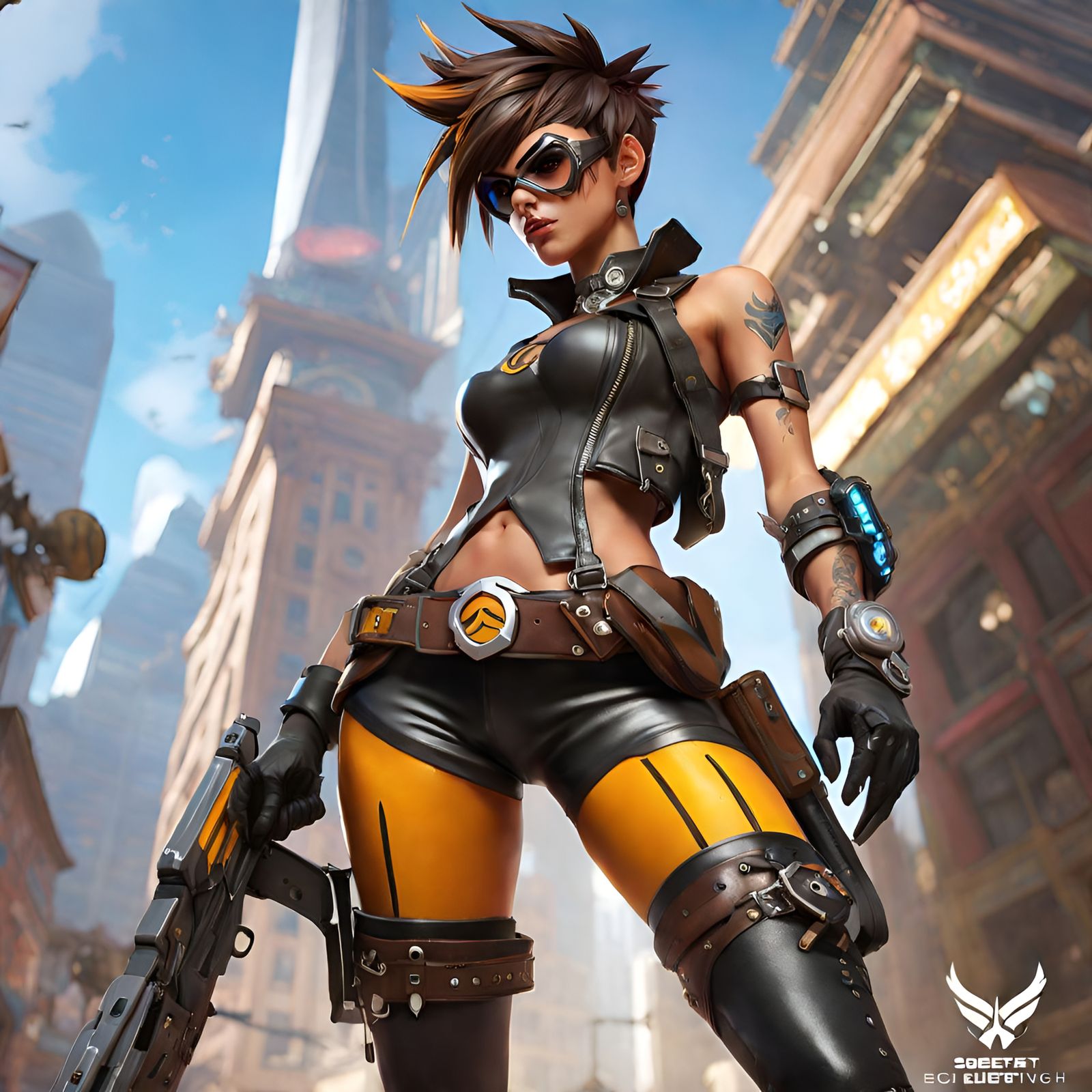 Tracer from Overwatch as Punk Delinquent