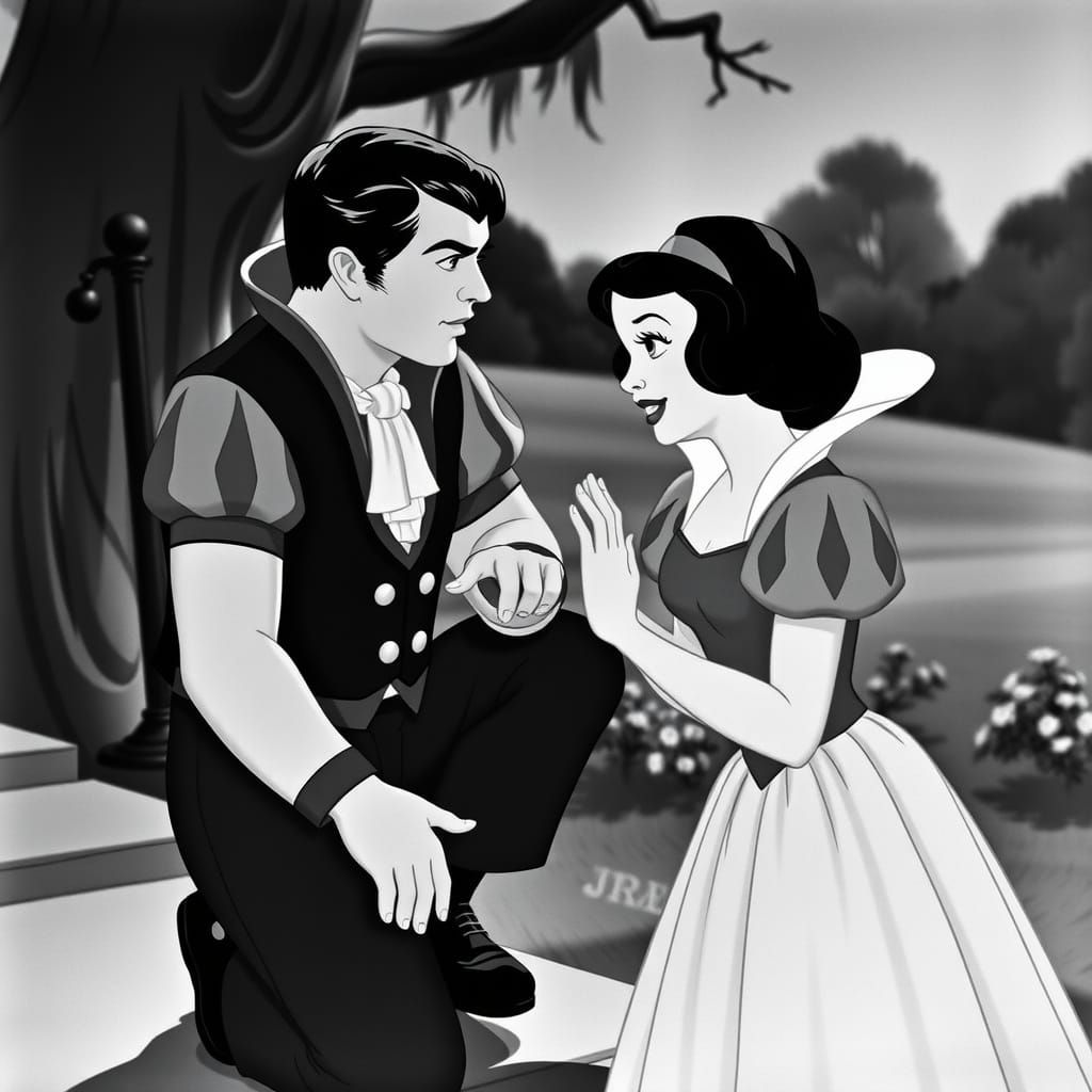 Snow White in To Joy Black and White Film