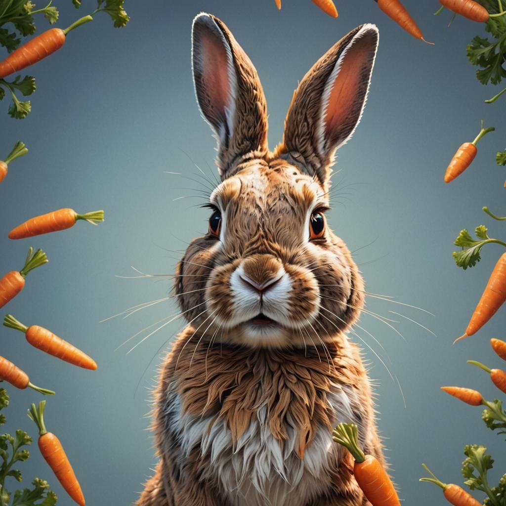Hyperrealistic Bunny with Carrot Splash Art