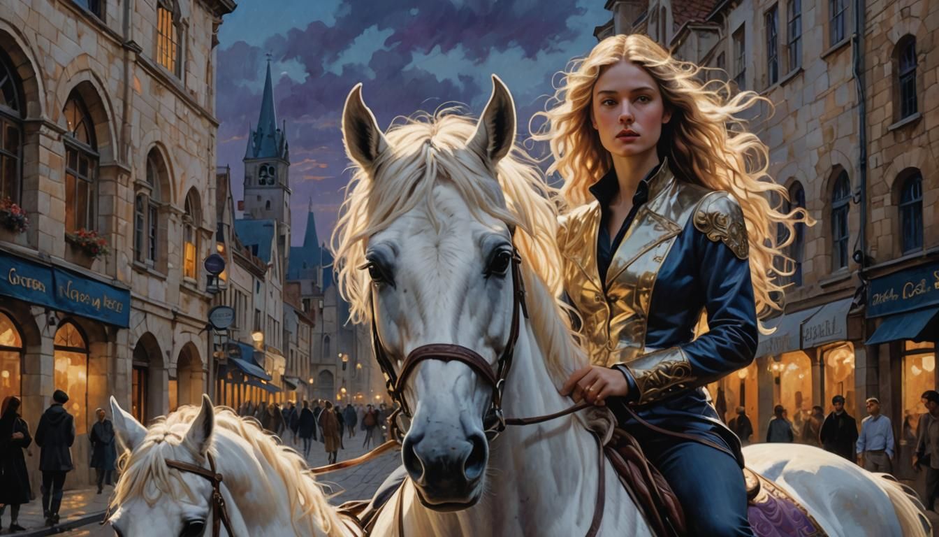 Lady Godiva Rides at Twilight: Hyperrealistic Close-Up