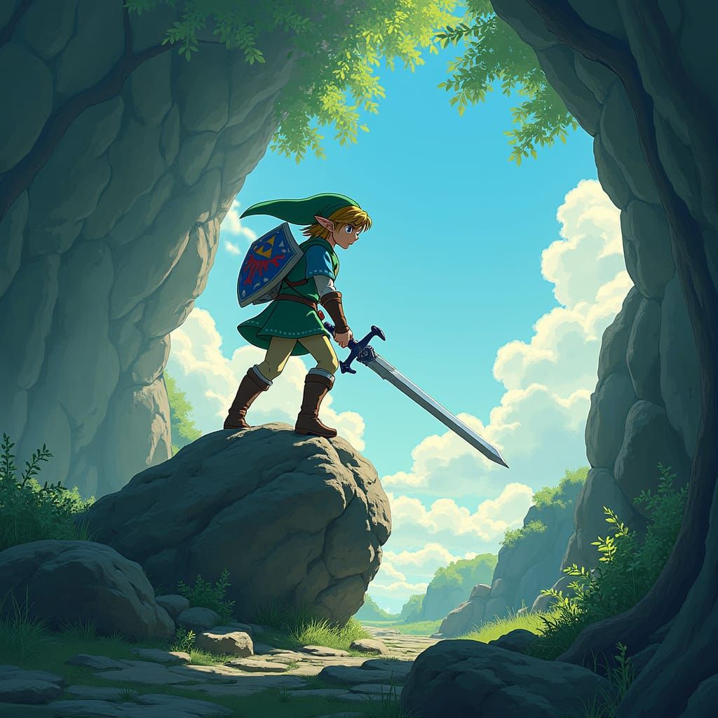 Link Pulls Master Sword: Ghibli Anime Symphony