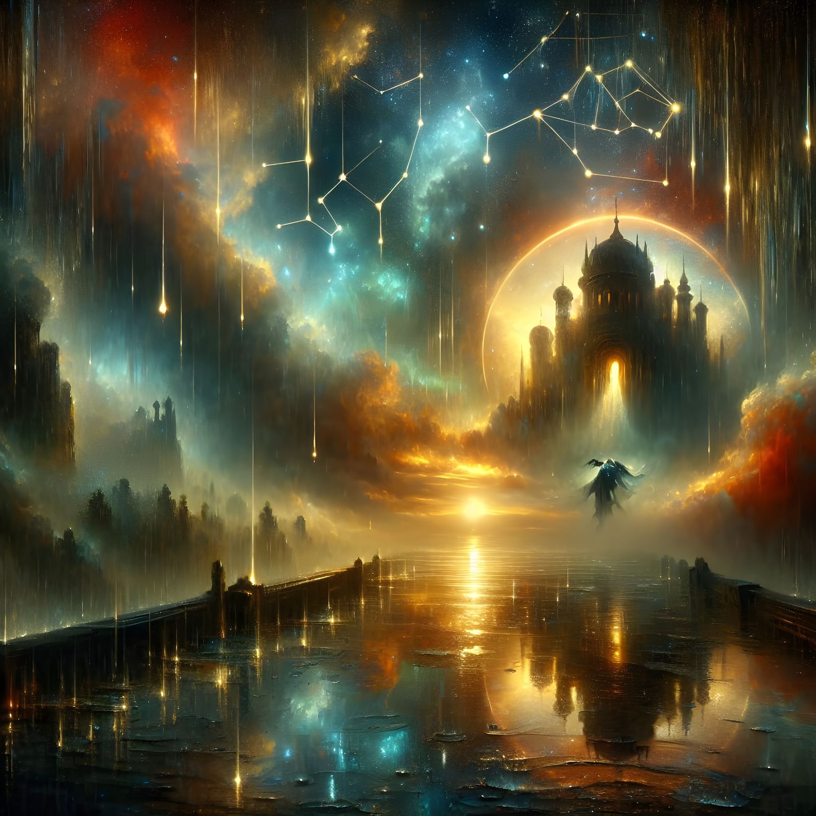 Shadowy Figure Emerges from Mystic Fog in Romantic Style