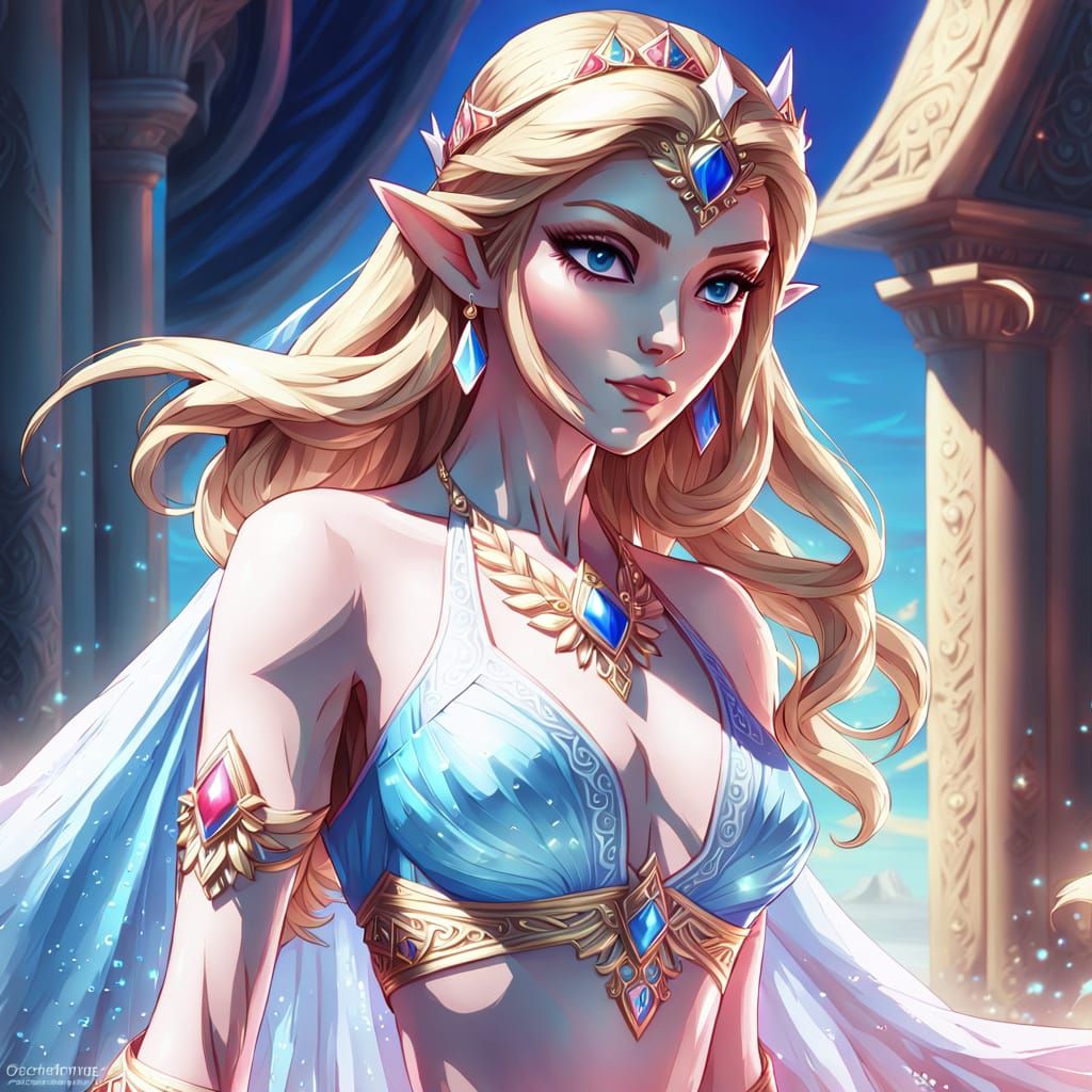 Princess Zelda in Swimsuit: Vibrant Digital Art