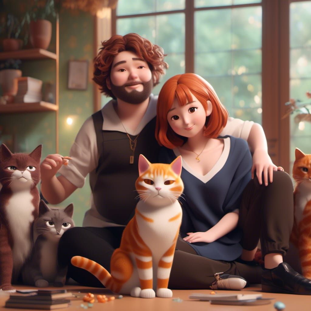 Couple and their cats