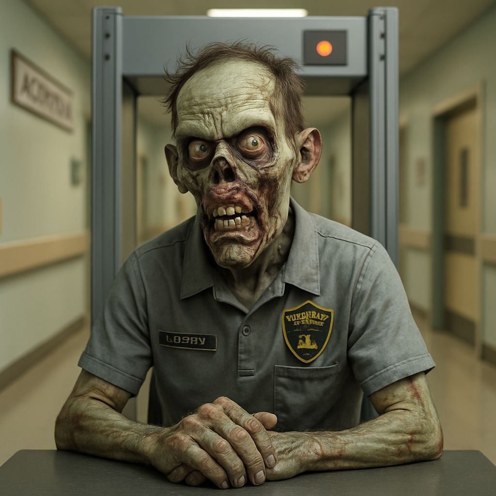 Zombie Security Officer Caricature in CGI