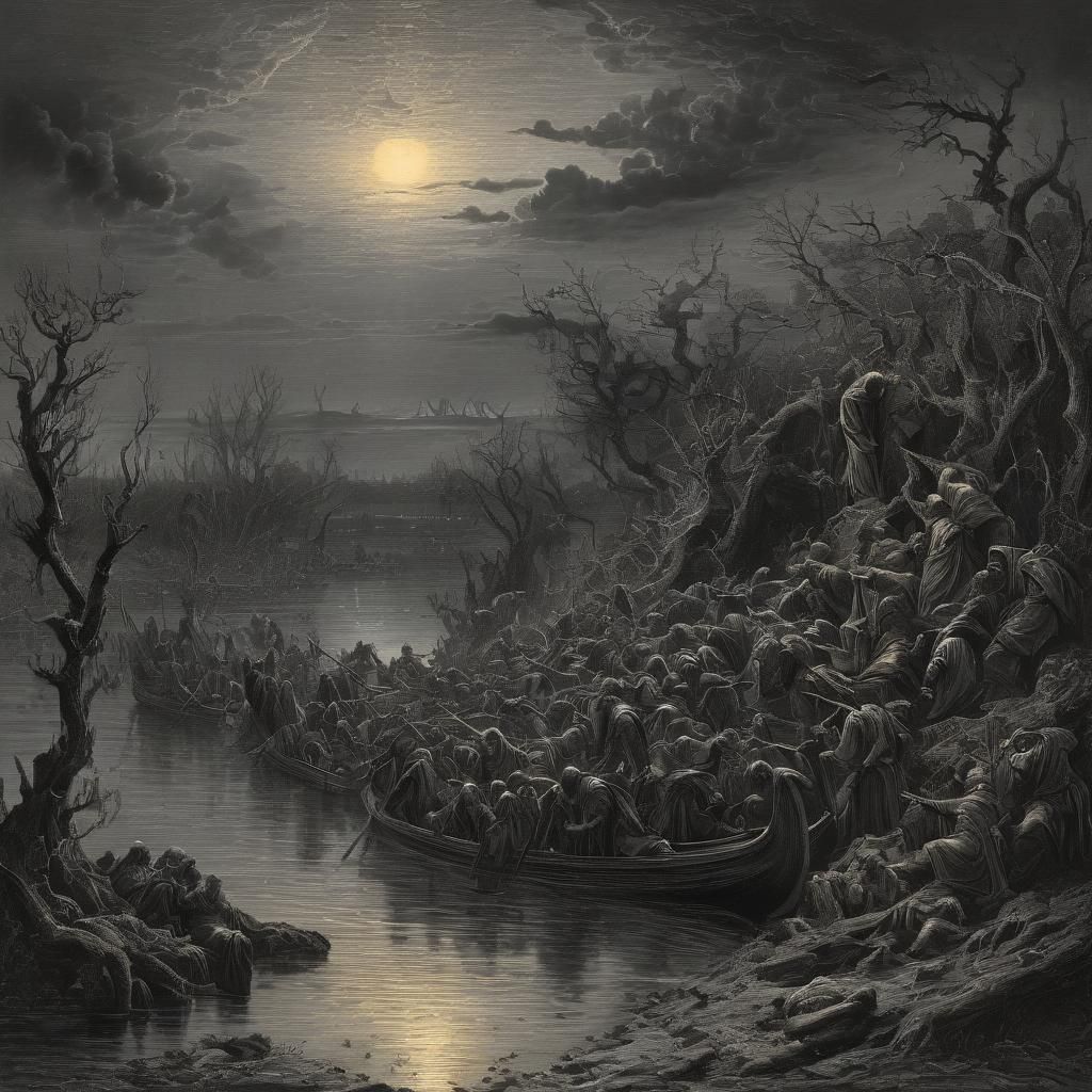 Icy Lake of Betrayal: Gustave Doré Inspired Art