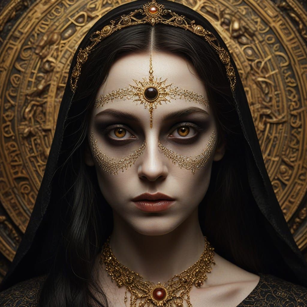 Surreal Mosaic Vampires in Golden Light