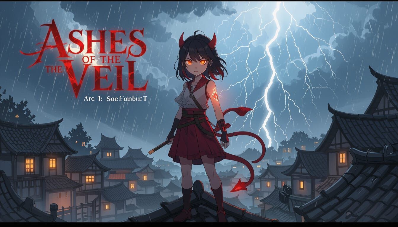 Manhwa Dark Fantasy: Half-Demon Girl on Rooftop