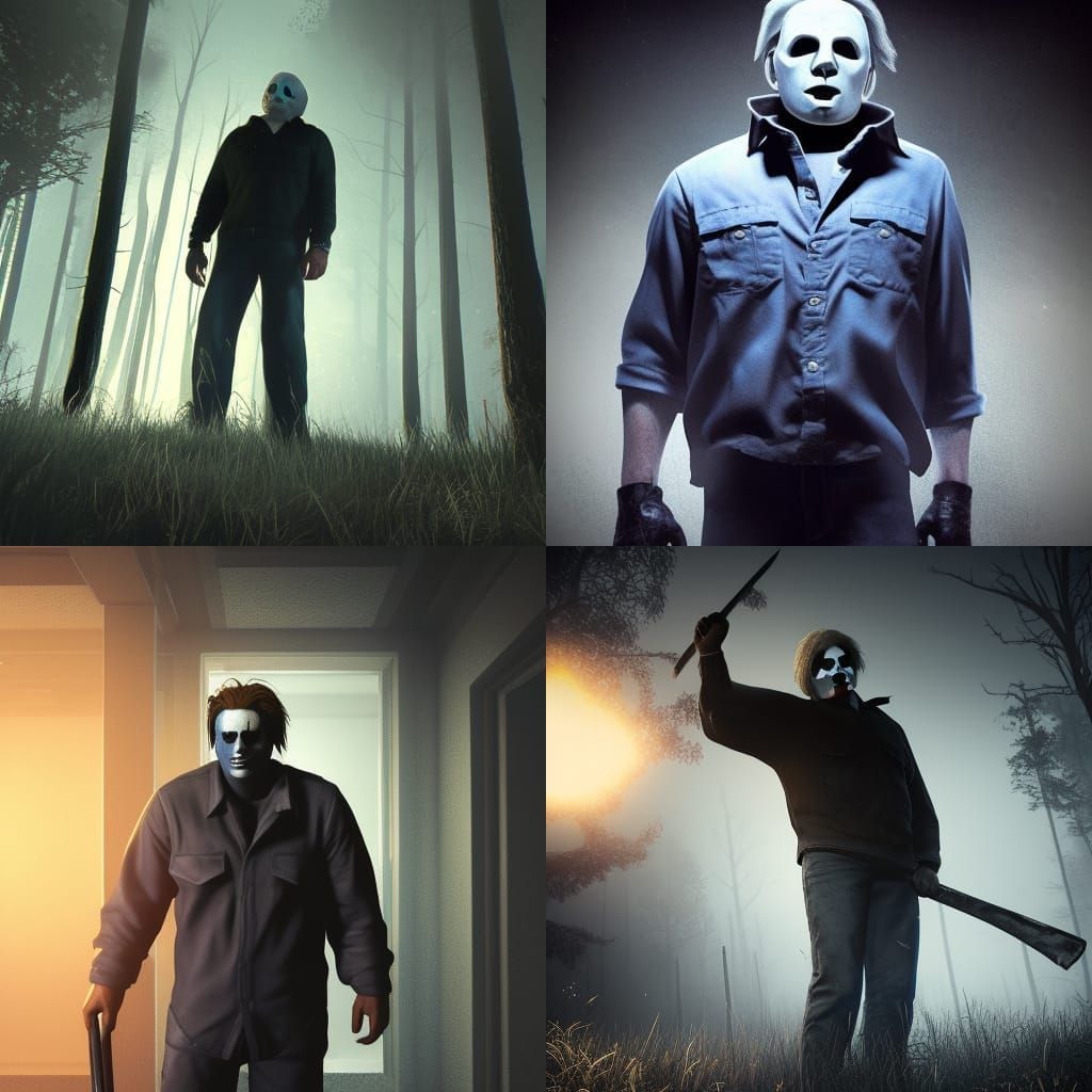 Michael Myers in 3D Game Cinematic Style
