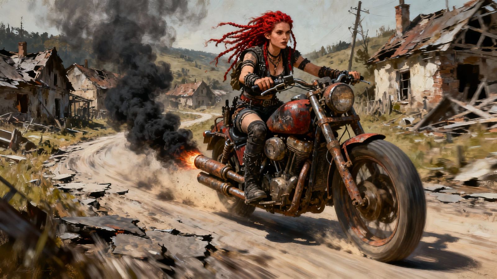 Post-Apocalyptic Raider Speeds Through Wasteland