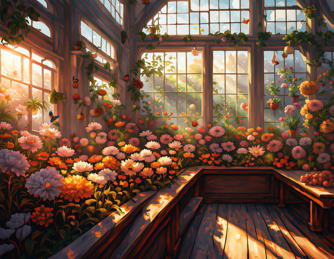 Woman in Whimsical Floral Wonderland