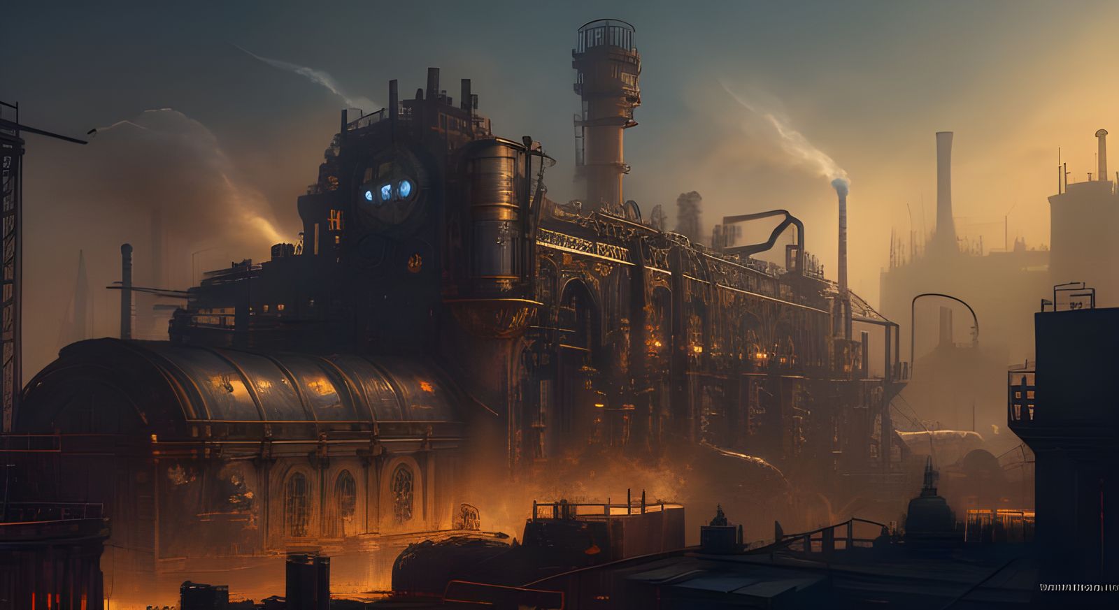 factory in steampunk world