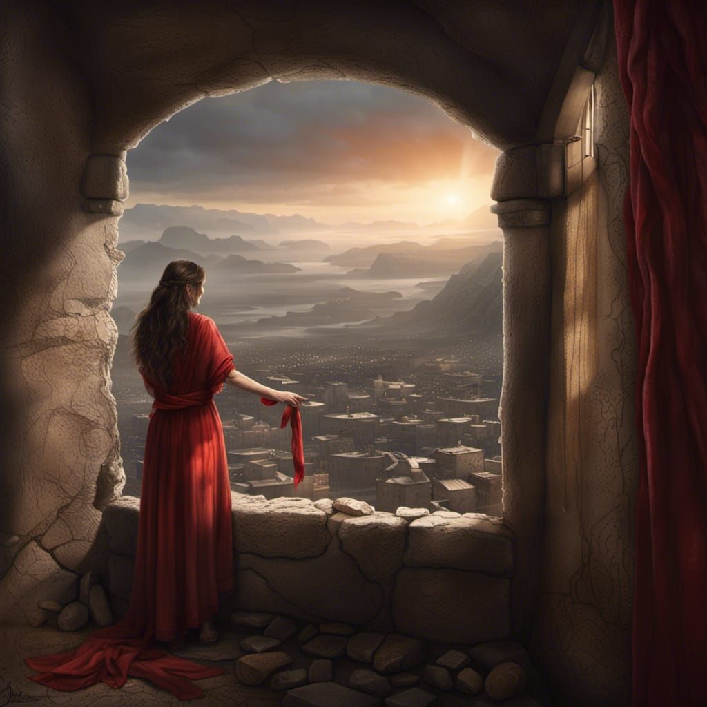 Rahab and the Scarlet Cord: A Fantastical Scene