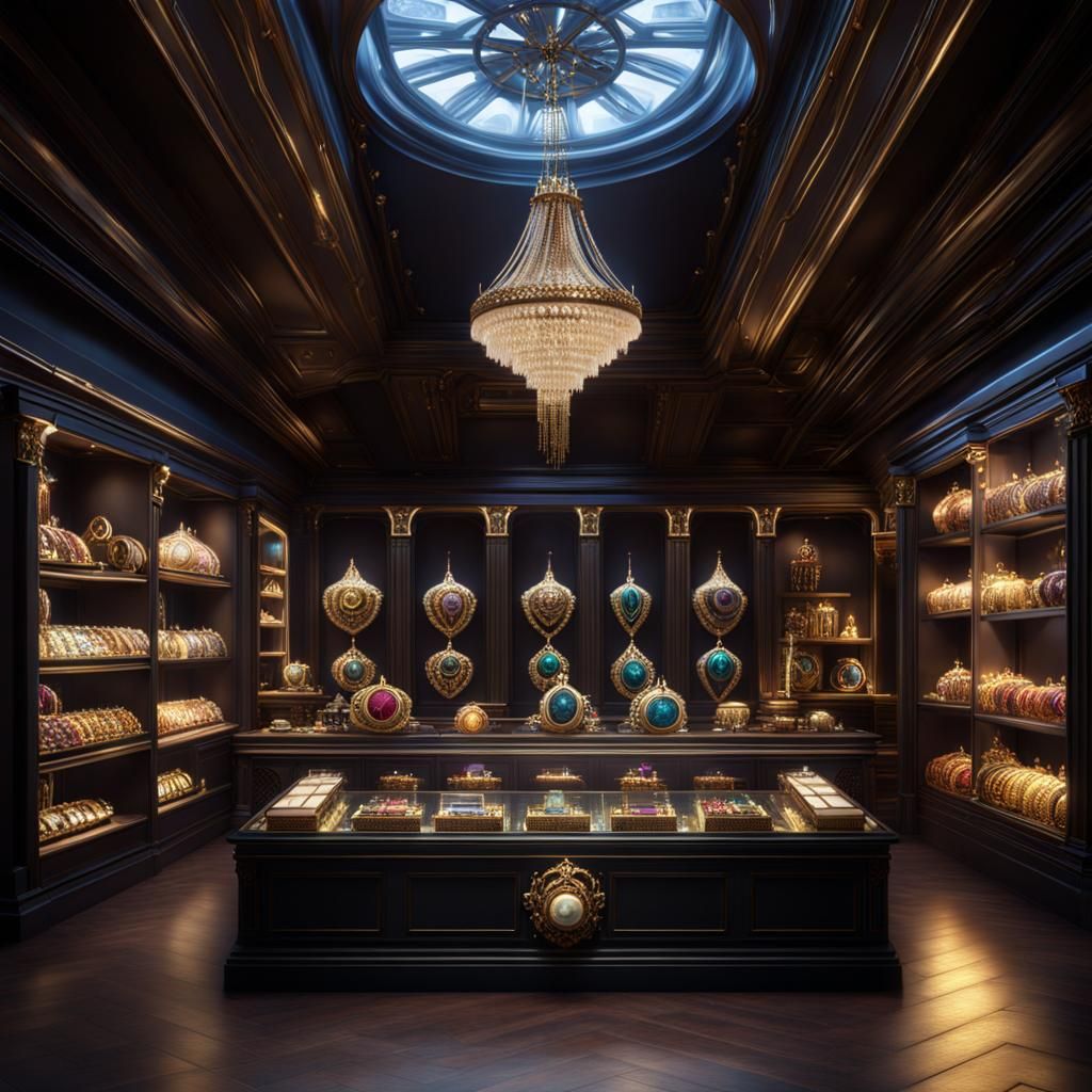 Fantasy Jewelry Store with Tiaras as Detailed Matte Painting