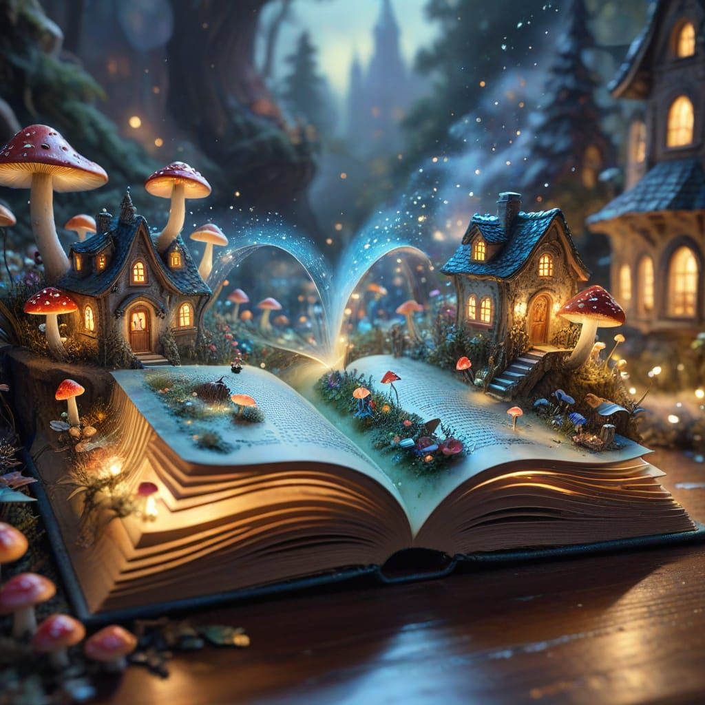 Glowing Book Reveals Miniature Fairy City in Watercolor Styl...