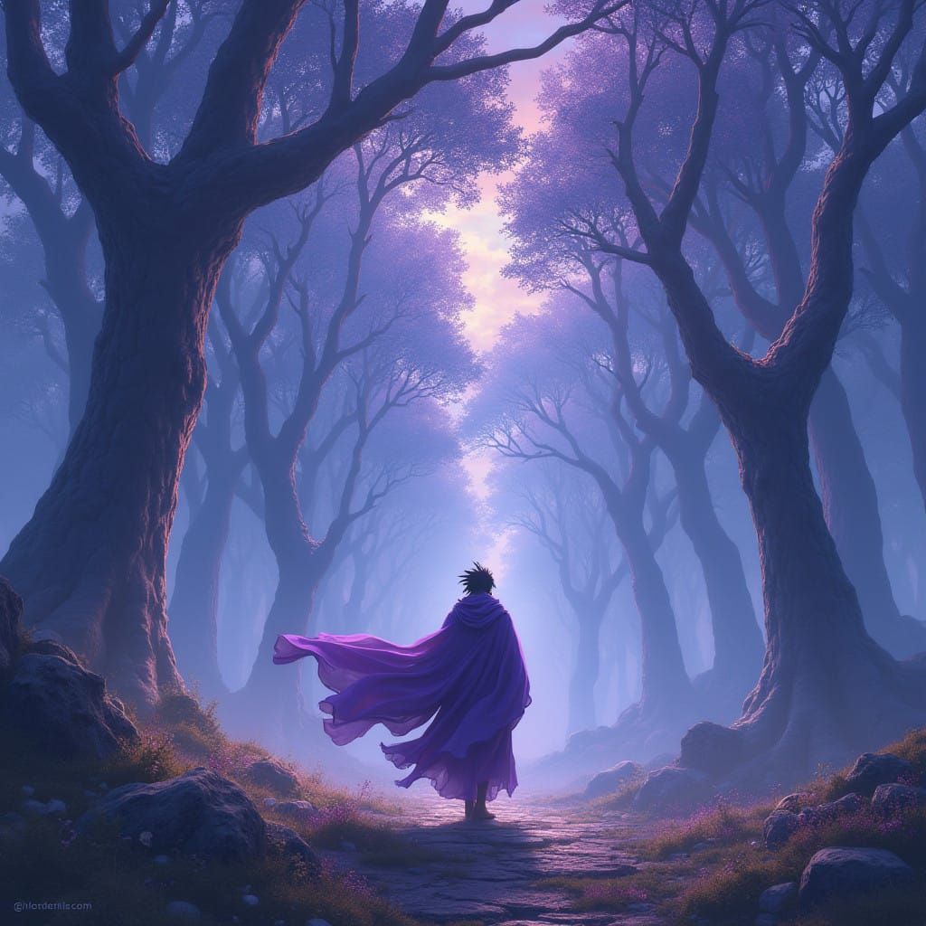 Vibrant Fantasy Hero Emanates Wonder in a Dreamlike Landscap...