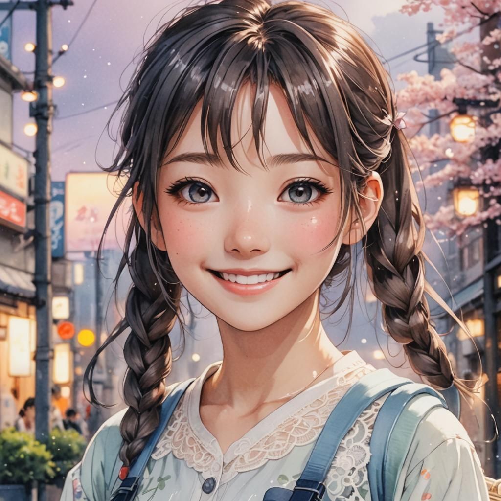 Enchanting Japanese Girl in Pastel Hues