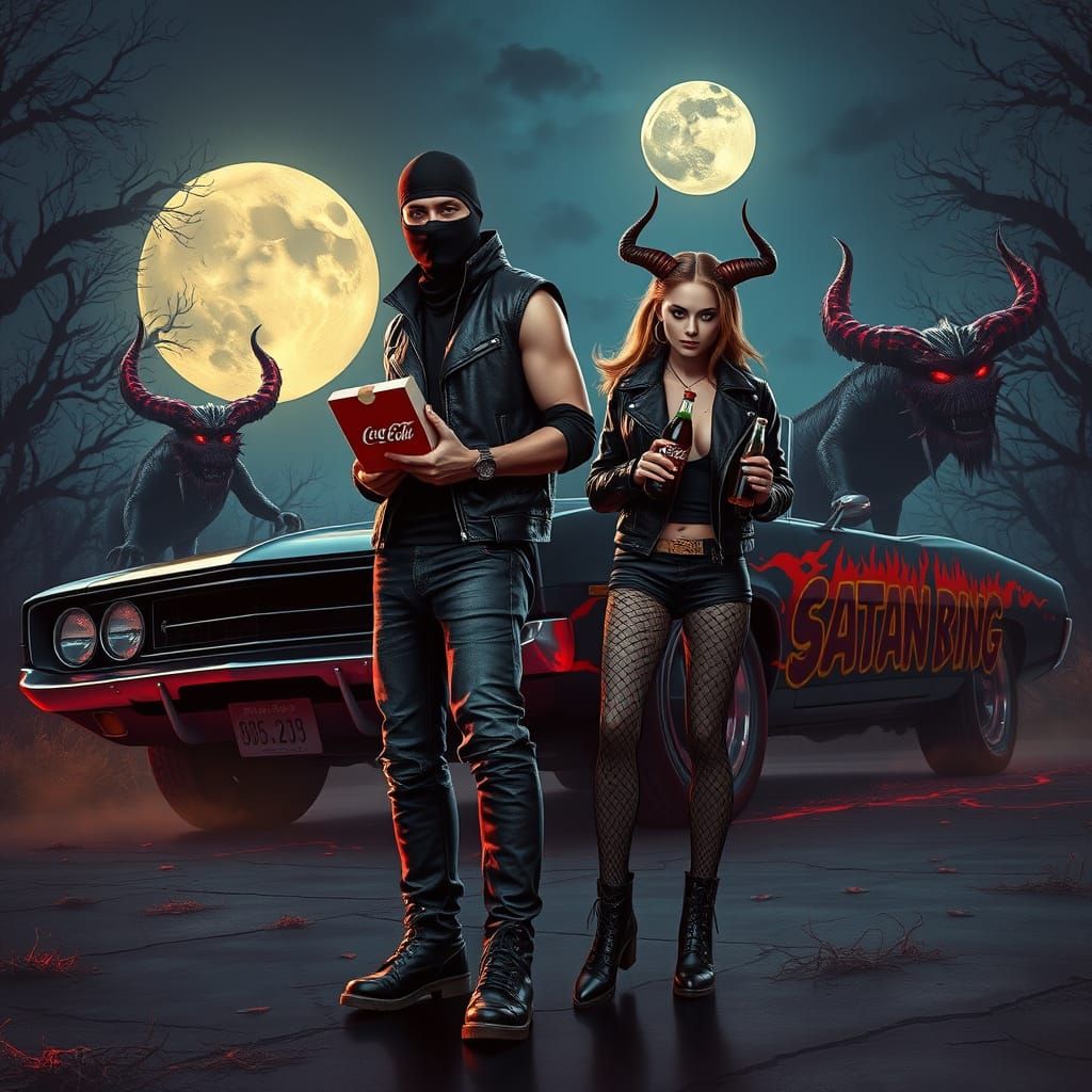 Dark Gothic Fantasy in Cyberpunk Style