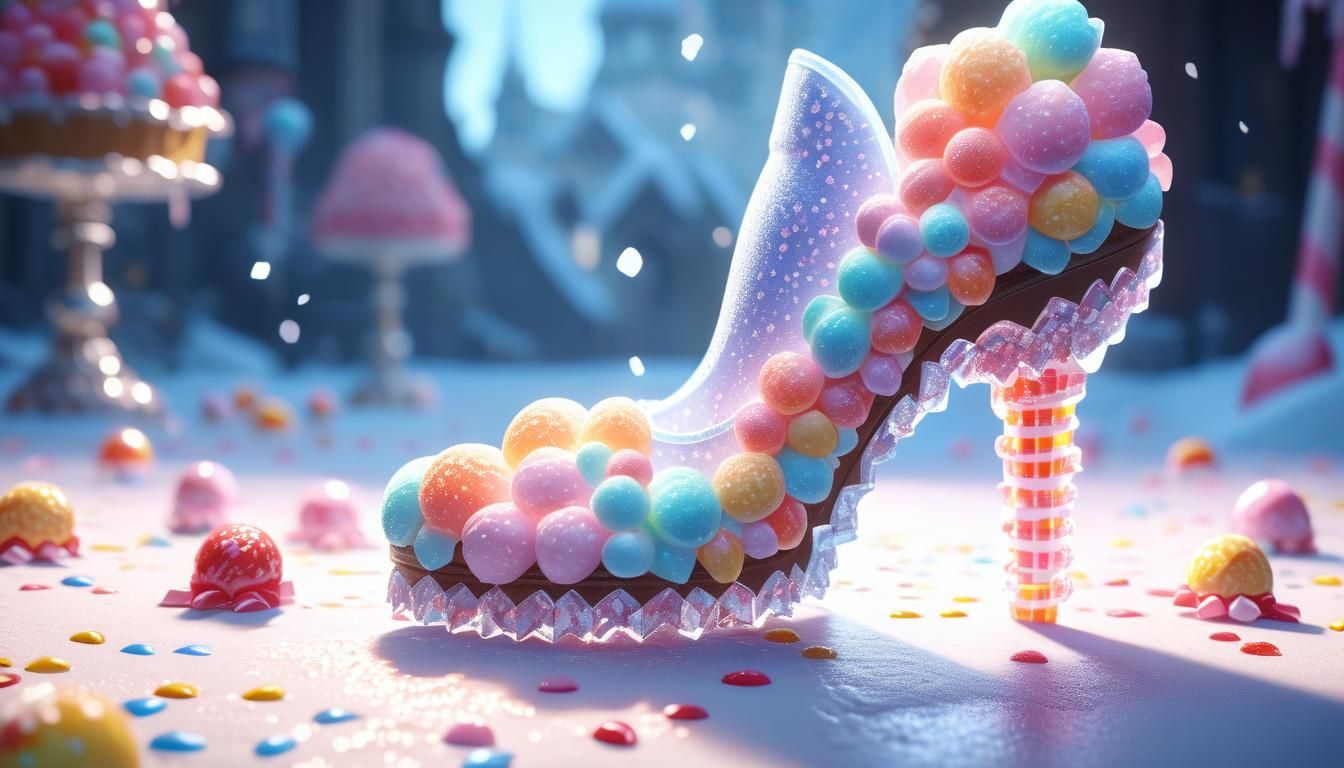 Candy and Ice Cream Gown in 3D Render