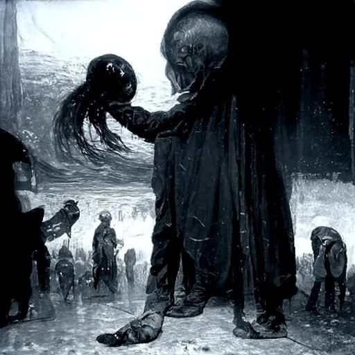 Retail Job Existential Dread in Doré Style