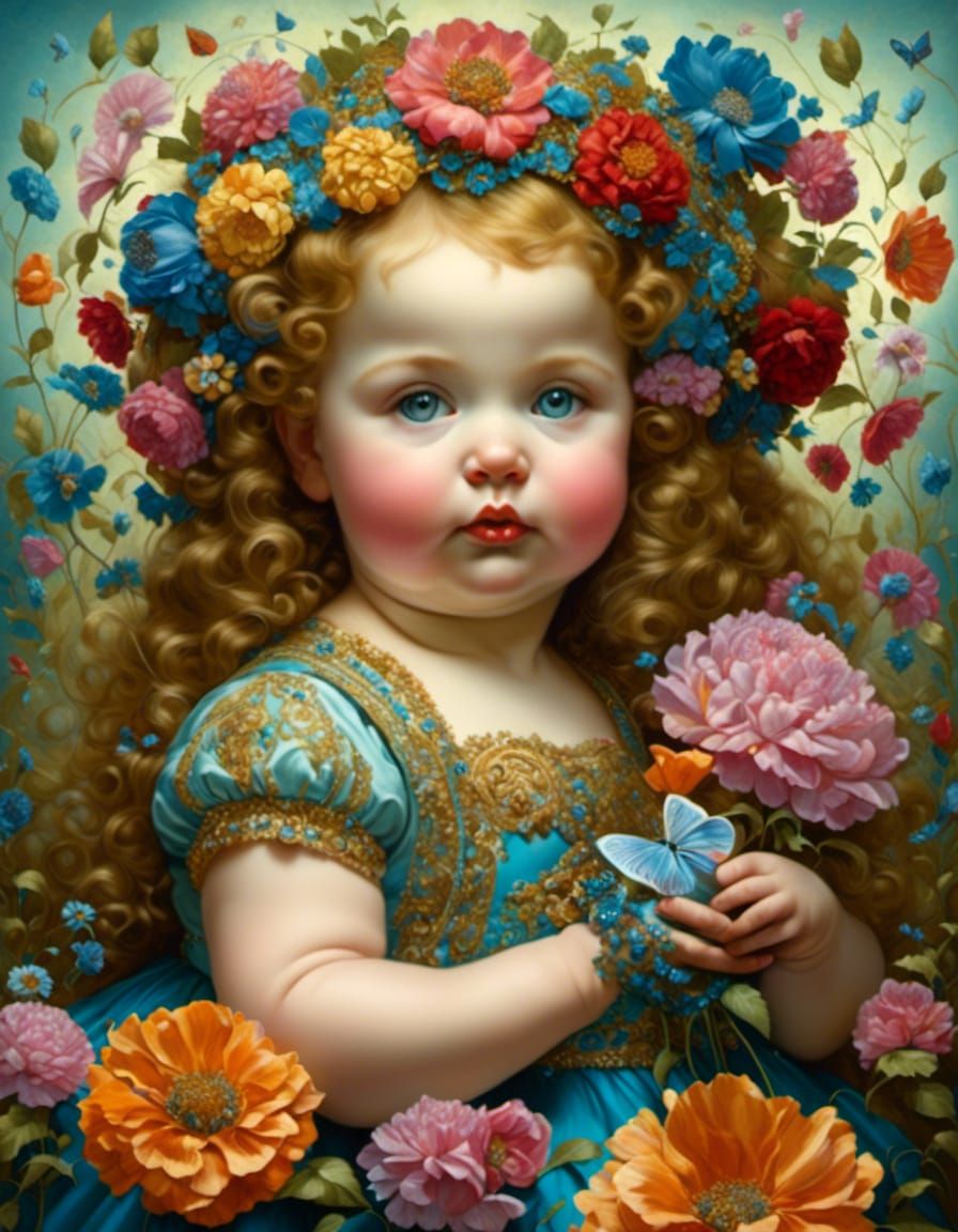 Plus-Sized Woman and Newborn in Ethereal Fantasy Art