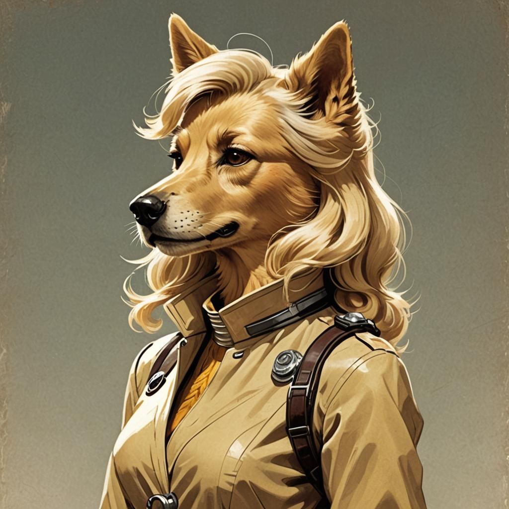 1940s Style Canine Pilot Illustration