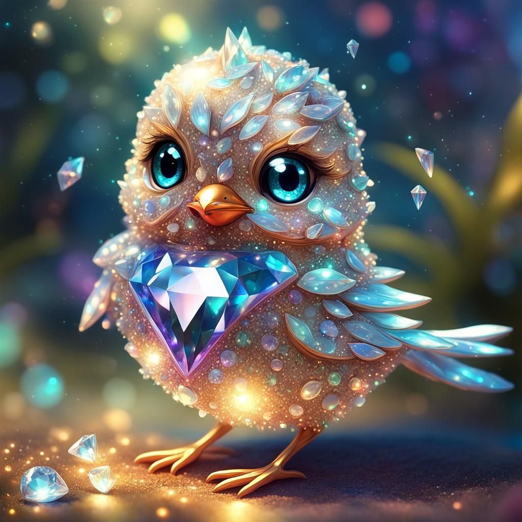 Diamond Glitterbird in Ethereal Enchanted Garden