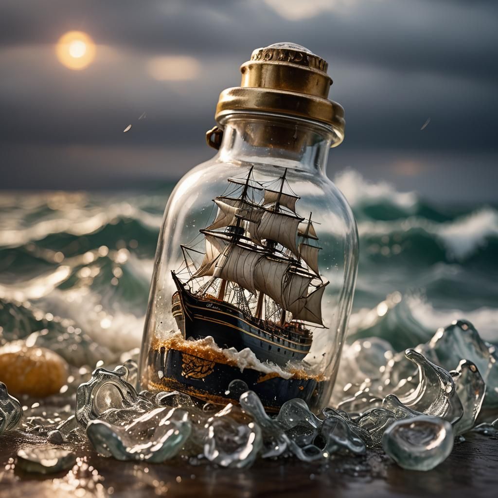 Ship in a Bottle: Macro Photography of Stormy Seas