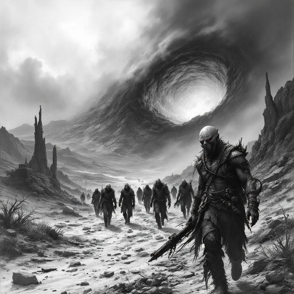 Radioactive Wasteland Caravan in Dark Surrealism Style