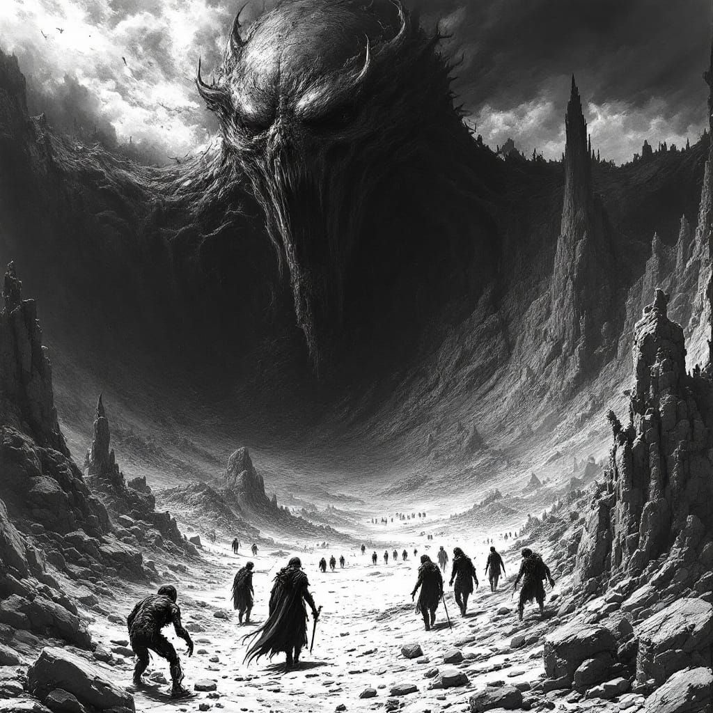 Radioactive Crater Landscape in Dark Realism Style