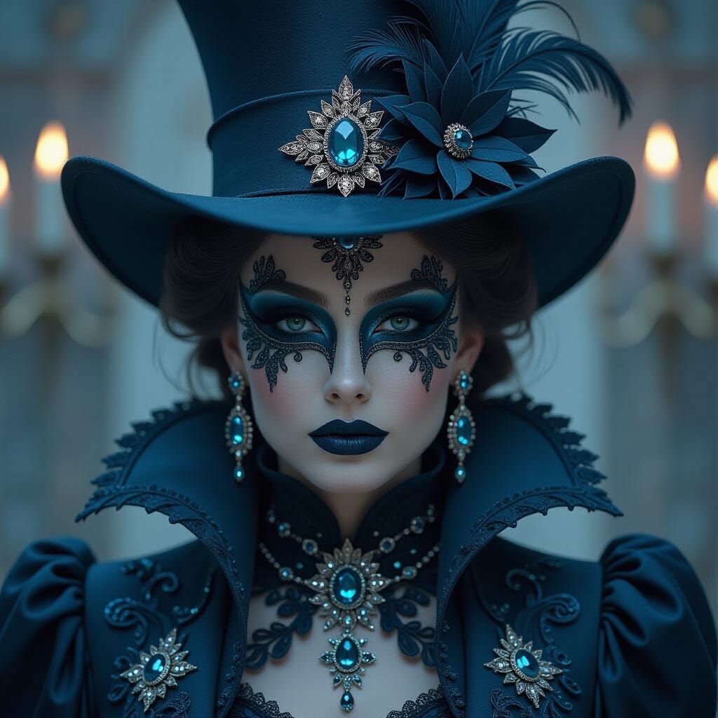 Masquerade Ball in Hyperrealistic Surrealism