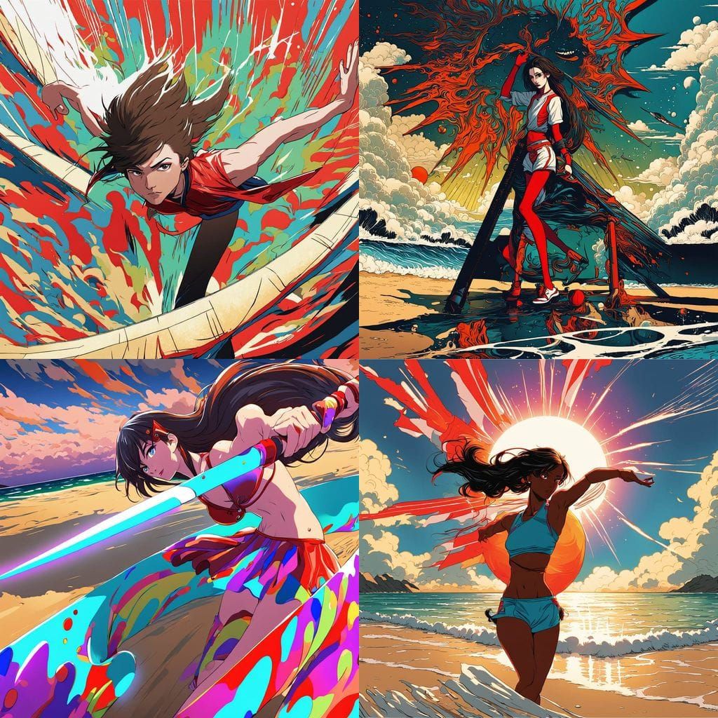 Elegant Dark Haired Volleyball Player in Red Bikini on Sandy...