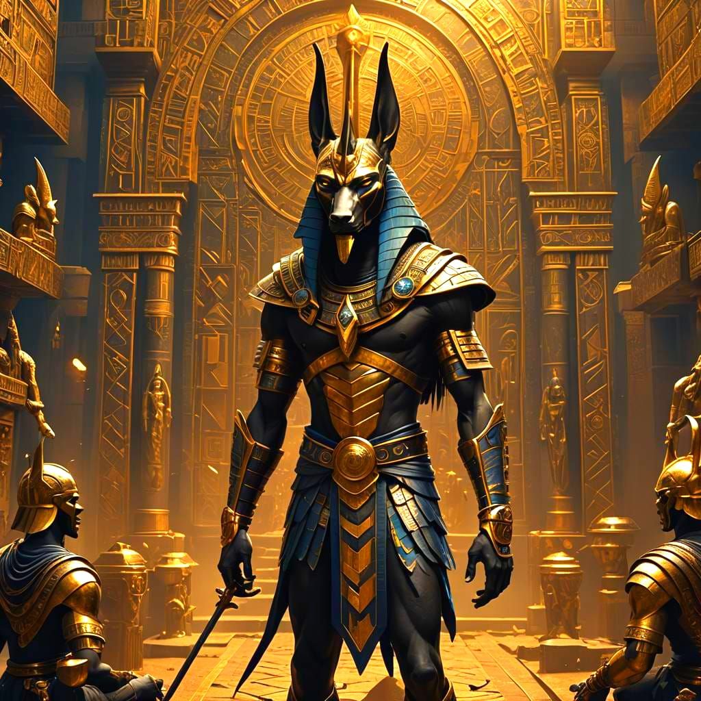 Anubis in Black and Gold Armor in Shadow Valley