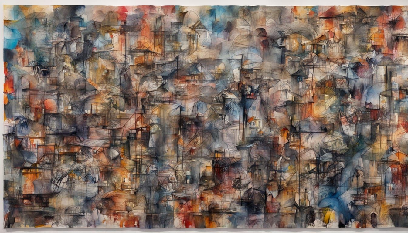 Abstract Expressionist Art Piece with Vibrant Colors and Tex...
